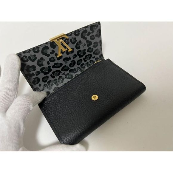 Louis Vuitton Portefeuille Capucines Compact Trifold Wallet Noir Leopard - Picture 4 of 6